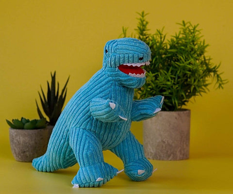 Corduroy T Rex Dinosaur Plush Toy (Ice Blue)