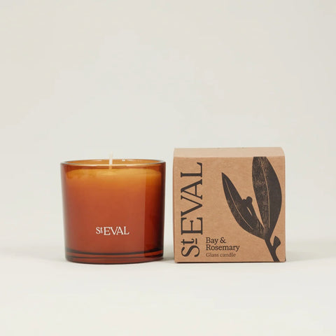 St Eval Bay & Rosemary Amber Glass Candle