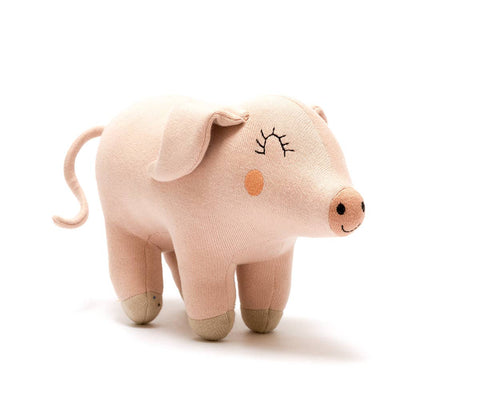 Best Years Knitted Pig Plush Toy in Pink Organic Cotton