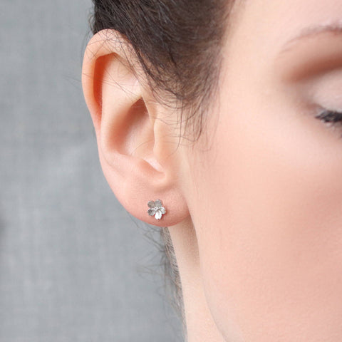 Silk Purse, Sow's Ear - Sakura Flower Sterling Silver Stud Earrings