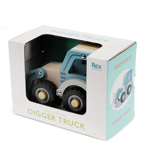 Wooden push along vehicle toy - Digger truck