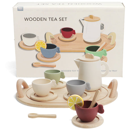 Wooden toy tea playset