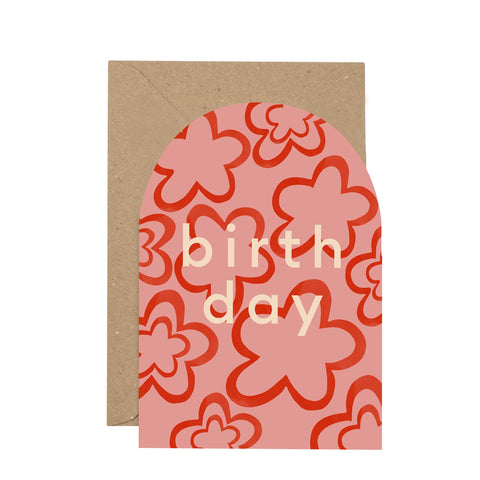Plewsy 'Birthday' pink curved card