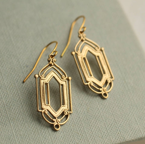 Silk Purse, Sow's Ear - Art Deco Golden Gate Earrings
