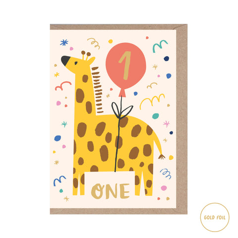Rumble Cards - One Year Old Giraffe Birthday Card