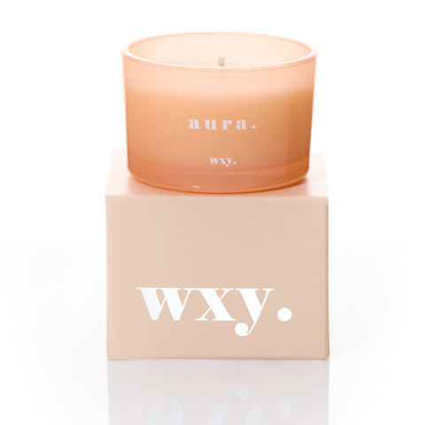 wxy. Aura White Woods + Amber Candle