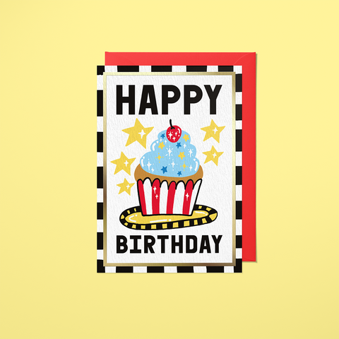 Happy Birthday Cupcake Stars card, Sanders de Roeper