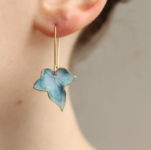 Silk Purse, Sow's Ear - Blue Ivy Leaf Earrings