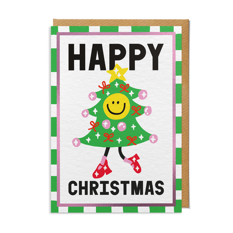 "Happy Christmas" Smiling Tree Card, Sanders de Roeper