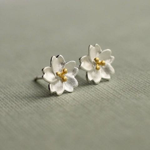 Silk Purse, Sow's Ear - Sakura Flower Sterling Silver Stud Earrings