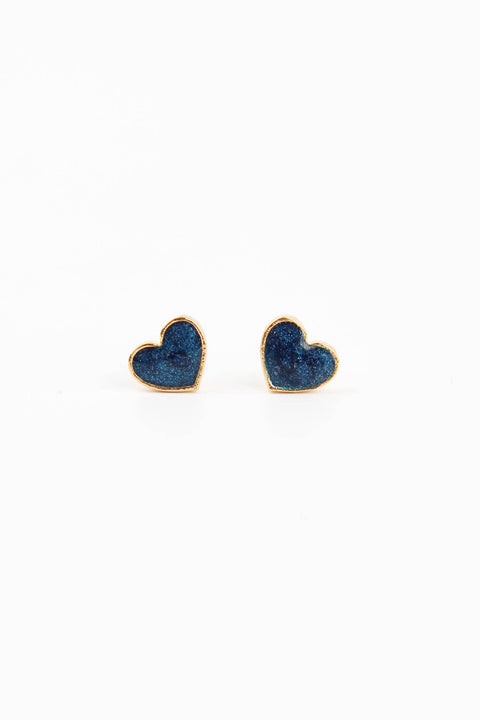 My Doris - Navy enamel small heart studs