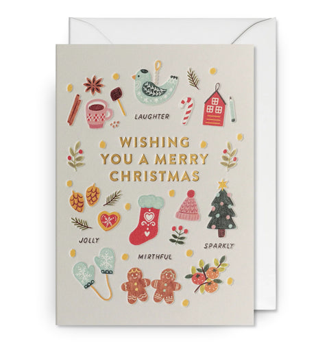 Wishing you a Merry Christmas Illustrative Christmas Card