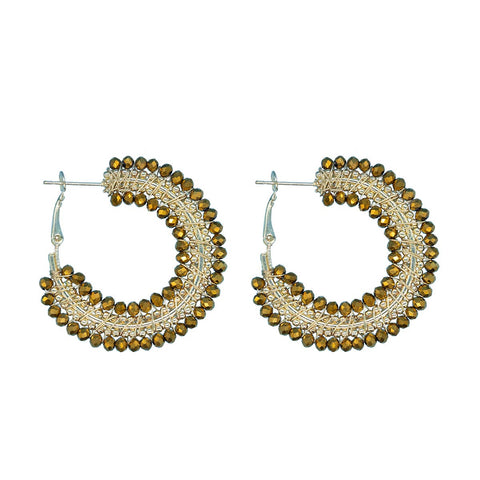Narratives The Line - Mini Beaded Ombre Crystal Hoop Earrings