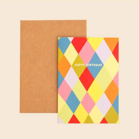 Harlequin Happy Birthday Card, Little Black Cat Illustrated Goods