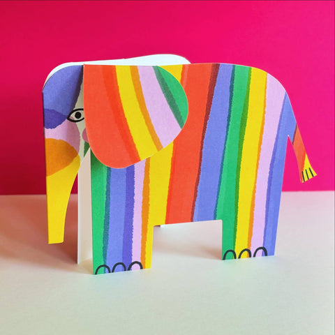 Kitty Kenda Papergoods - Striped Elephant Card