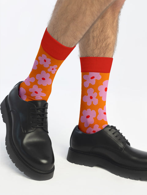 Banana Socks Pink Flowers