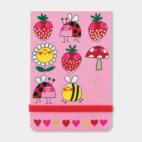 Rachel Ellen Designs A7 Mini Bugs & Strawberries Notepad