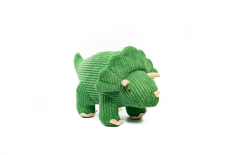 Corduroy Triceratops Dinosaur Plush Toy (Green)