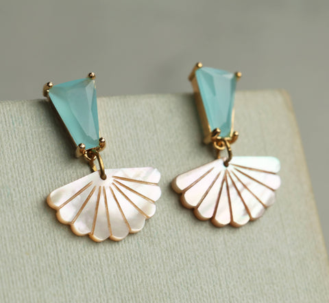 Silk Purse, Sow's Ear - Turquoise Opal and Mother of Pearl Statement Earrings