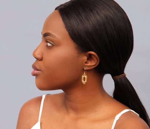Silk Purse, Sow's Ear - Art Deco Golden Gate Earrings
