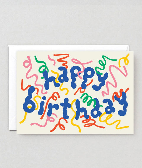 Wrap Happy Birthday Streamers Embossed Greetings Card