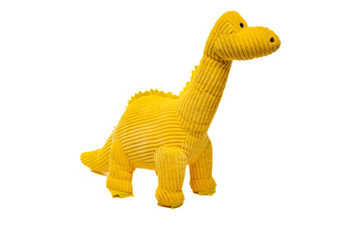 Corduroy Diplodocus Dinosaur Plush Toy (Yellow)