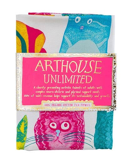 ARTHOUSE Unlimited - Miaow for Now, 100% Organic Cotton Tea Towel