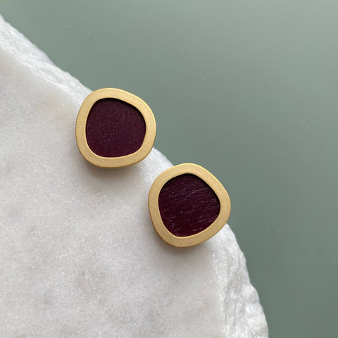 MicaPeet Coloured/Gold Circle Geometric Stud Earrings
