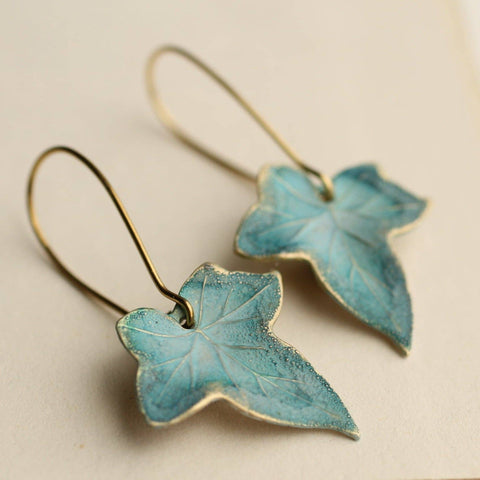 Silk Purse, Sow's Ear - Blue Ivy Leaf Earrings
