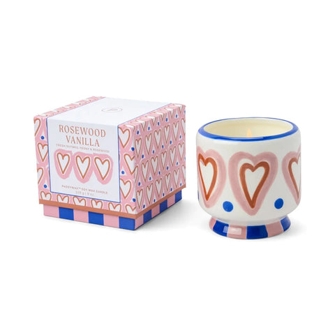 Designworks Collective Paddywax Rosewood Vanilla Hearts Ceramic Candle