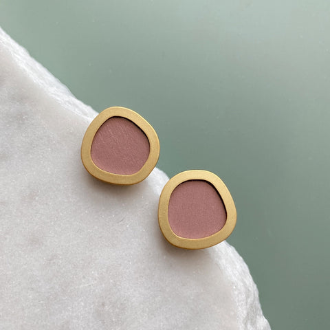 MicaPeet Coloured/Gold Circle Geometric Stud Earrings