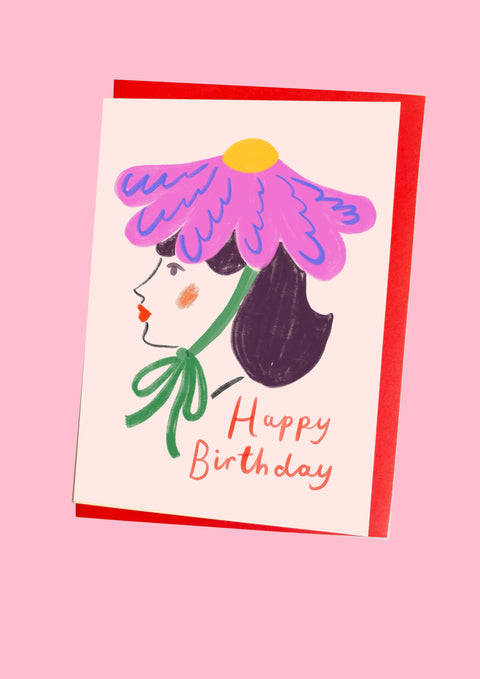 Kitty Kenda Papergoods - Flower Woman Happy Birthday Card