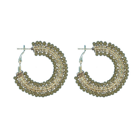Narratives The Line - Mini Beaded Ombre Crystal Hoop Earrings