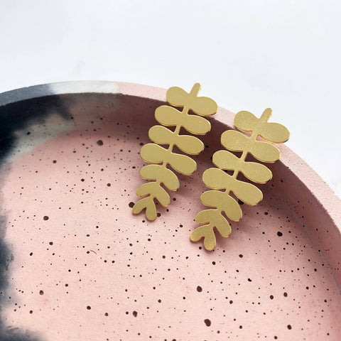 MicaPeet Gold Branch Leaf Stud Earrings