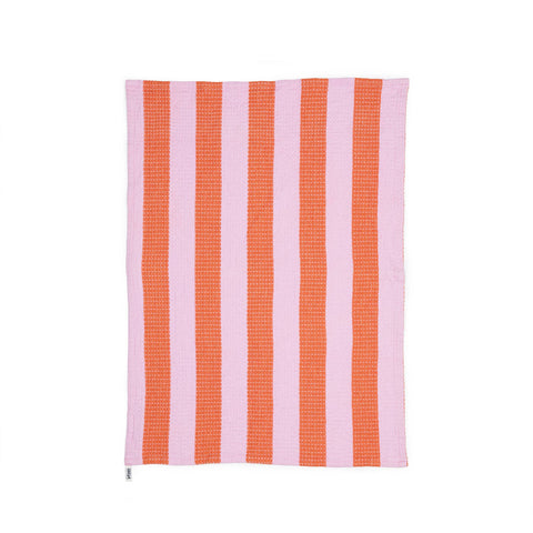 Sophie Home Waffle Tea Towel: Striped Pink