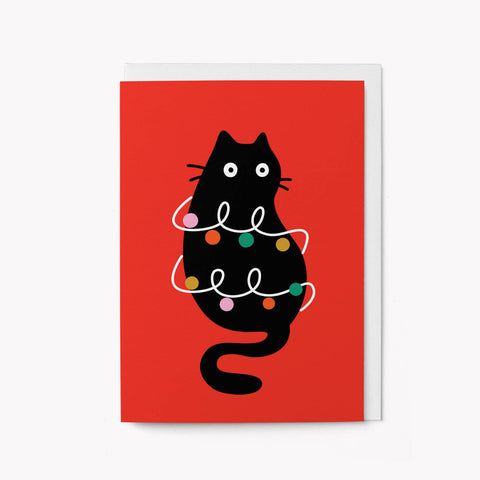 Christmas Lights Cat card, Graphic Factory