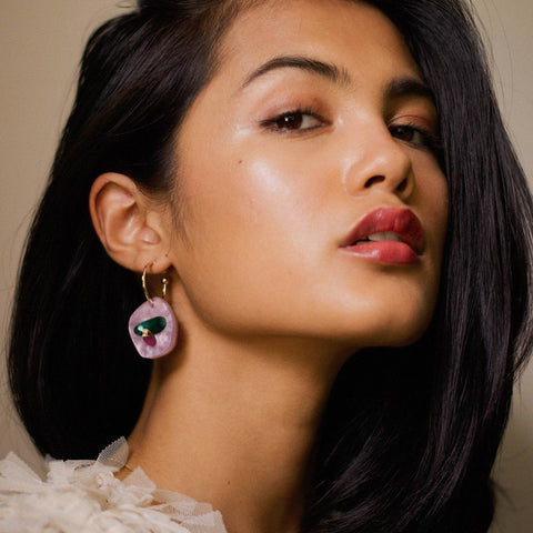 Pepper You Puddle Hoop Earrings in Teal