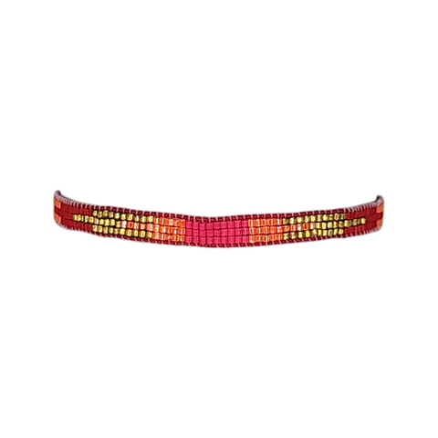 Narratives The Line - Fuchsia Mix Narrow Bar Beaded Bracelet