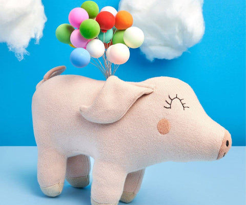 Best Years Knitted Pig Plush Toy in Pink Organic Cotton