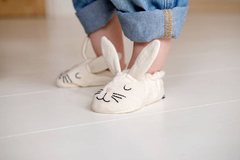 Cotton Knit Baby Booties - Ivory Rabbit, Sophie Home