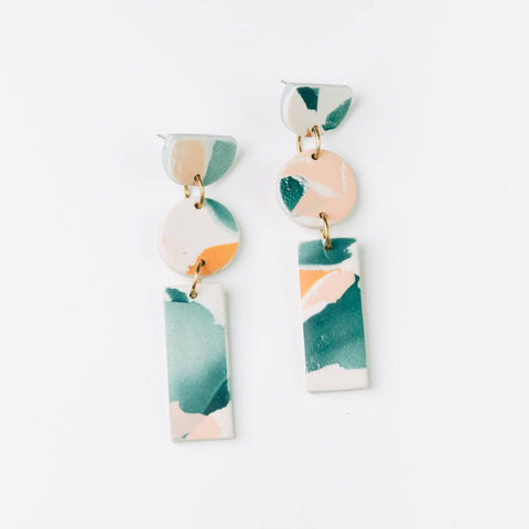 Pepper You Cairn Stack Earrings in Lagoon Watercolour