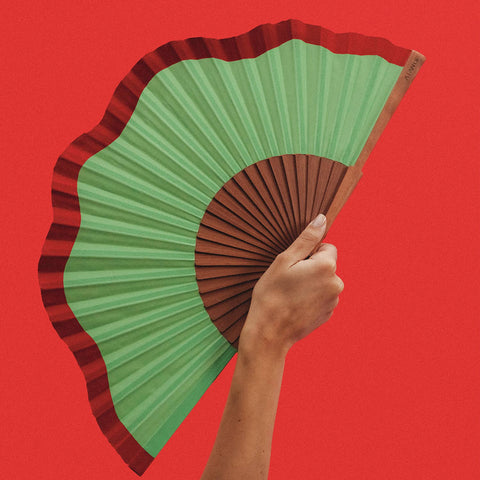 A FAN OF - FLUID SHAPES MAXI Fan - 27 cm - Green and red