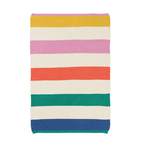 Cotton Knit Stroller/Pram Baby Blanket: Striped Rainbow, Sophie Home