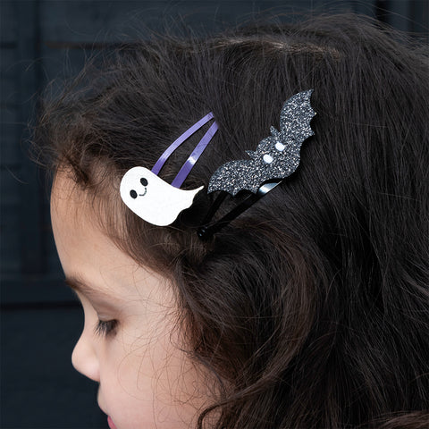 Glitter hair clips Spooky