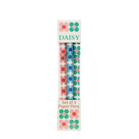 Paper ballpoint pens (set of 3) Daisy