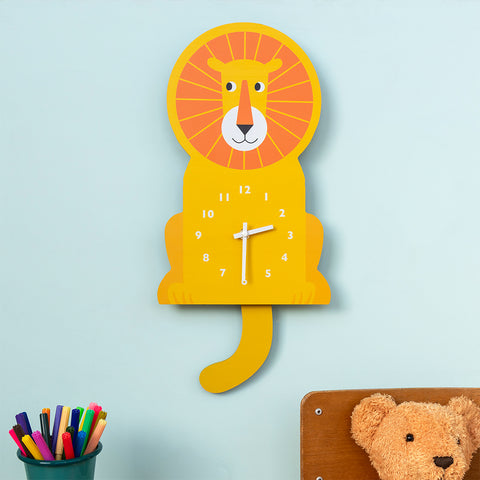 Lion Wooden wall clock with pendulum