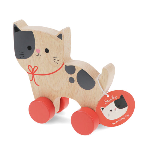 Cat Wooden push along toy