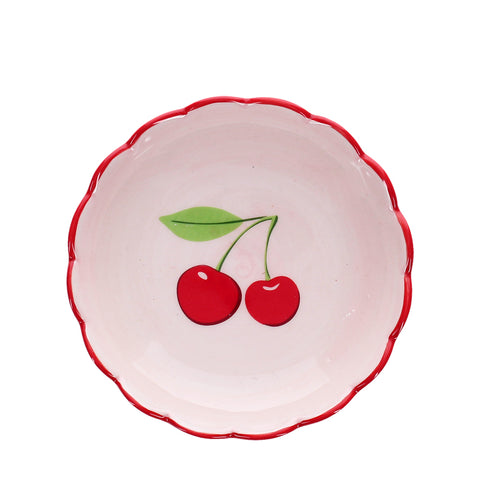 Cherry Scalloped ceramic trinket dish