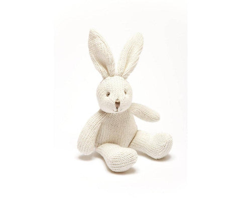 Best Years Knitted Organic Cotton White Bunny Baby Rattle