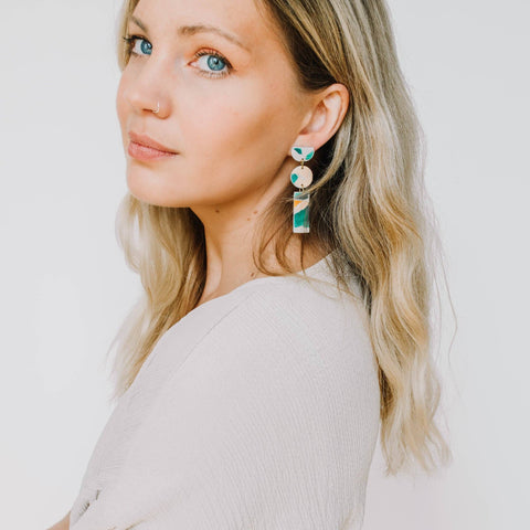Pepper You Cairn Stack Earrings in Lagoon Watercolour
